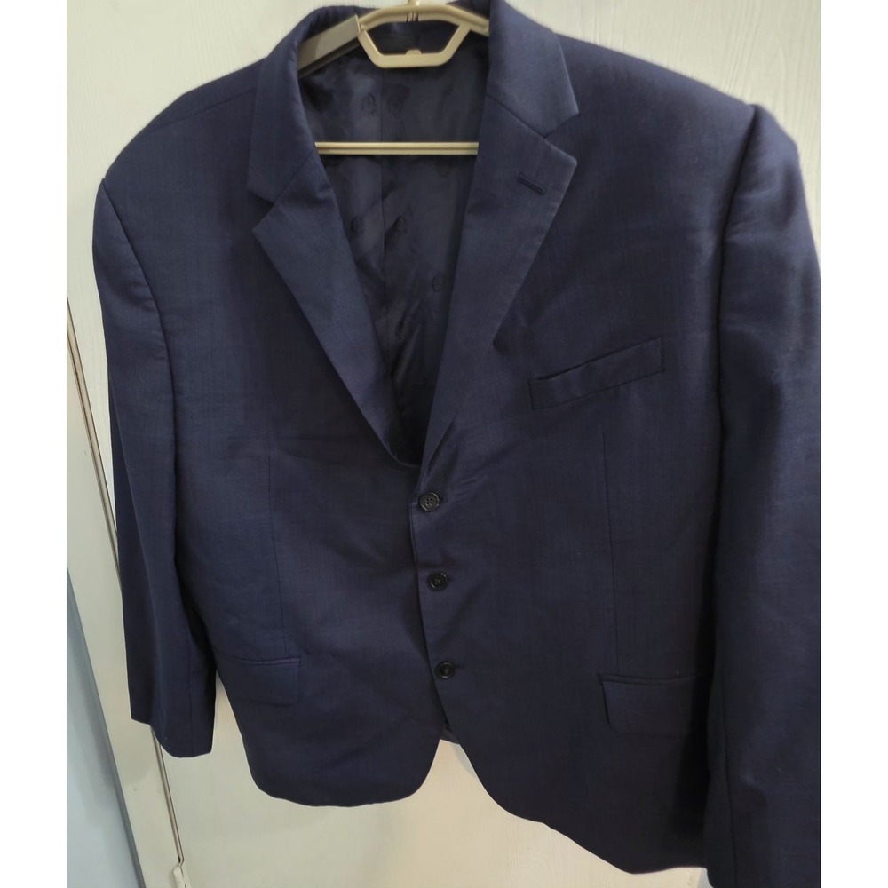 Lauren Ralph Lauren Wool Blend Blue Plaid 3 Button Suit Jacket Mens 50R